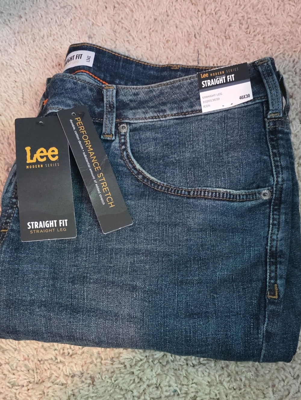 Lee Straight Fit Men's Jeans in Dark Blue Indigo 40x30